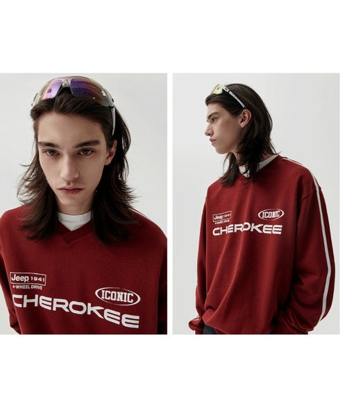 JEEP(ジープ)/サイドライン Vネック プルオーバー スウェット/CHEROKEE V-neck Sweatshirt | AT2253072 | バーガンディー