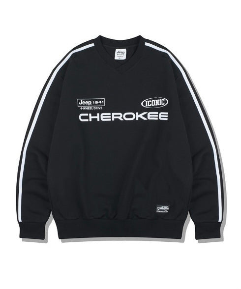 JEEP(ジープ)/サイドライン Vネック プルオーバー スウェット/CHEROKEE V-neck Sweatshirt | AT2253072 | ブラック