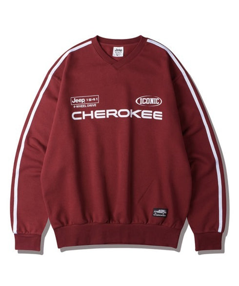 JEEP(ジープ)/サイドライン Vネック プルオーバー スウェット/CHEROKEE V-neck Sweatshirt | AT2253072 | バーガンディー