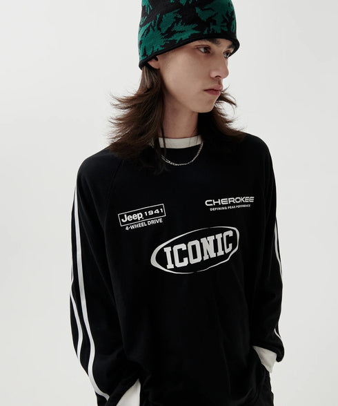 JEEP(ジープ)/サイドライン 配色 ロンT ロングスリーブTシャツ/CHEROKEE Long T-shirt | AT2253073 | ブラック