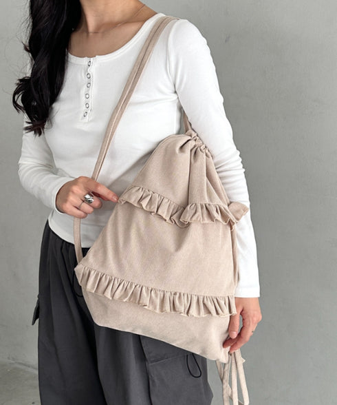 スエードライクフリルナップサック | CL1256032 | ベージュ