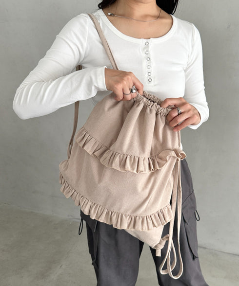 スエードライクフリルナップサック | CL1256032 | ベージュ