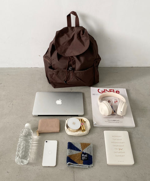 【大容量】ドロストナイロンバックパック/リュック | CL1256033 | ブラウン