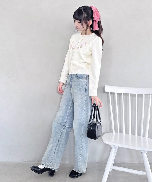 ローズ刺繍ニットカーディガン | LO2256058 | アイボリー