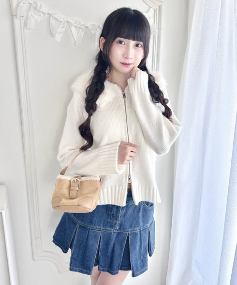 ボリュームファーダブルジップニットフーディ | LO2254012 | オフホワイト