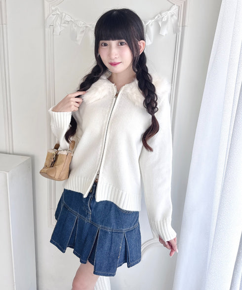 ボリュームファーダブルジップニットフーディ | LO2254012 | オフホワイト