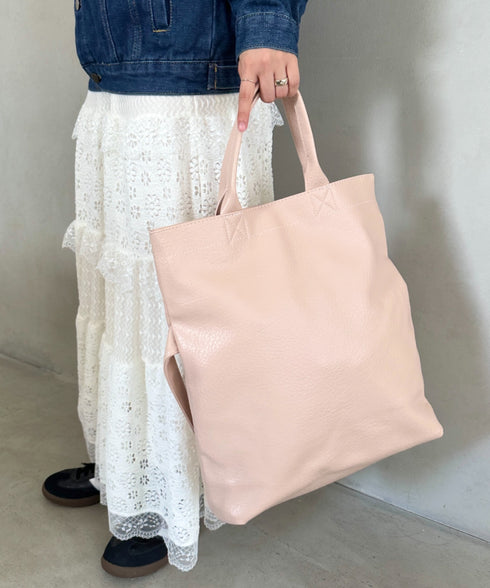 【A4収納可】通勤・通学 2WAY仕様PUトート ショルダーバッグ | MD1256017 | ピンク