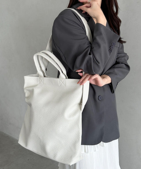 【A4収納可】通勤・通学 2WAY仕様PUトート ショルダーバッグ | MD1256017 | アイボリー