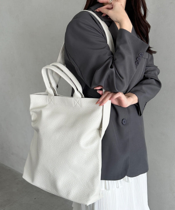 【A4収納可】通勤・通学 2WAY仕様PUトート ショルダーバッグ | MD1256017 | アイボリー