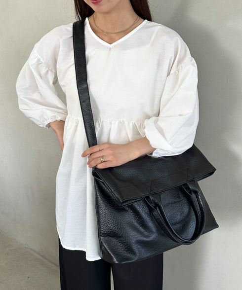 【A4収納可】通勤・通学 2WAY仕様PUトート ショルダーバッグ | MD1256017 | ブラック