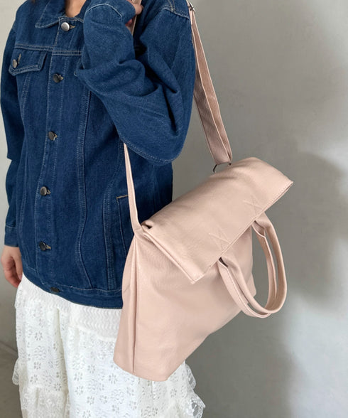 【A4収納可】通勤・通学 2WAY仕様PUトート ショルダーバッグ | MD1256017 | ピンク