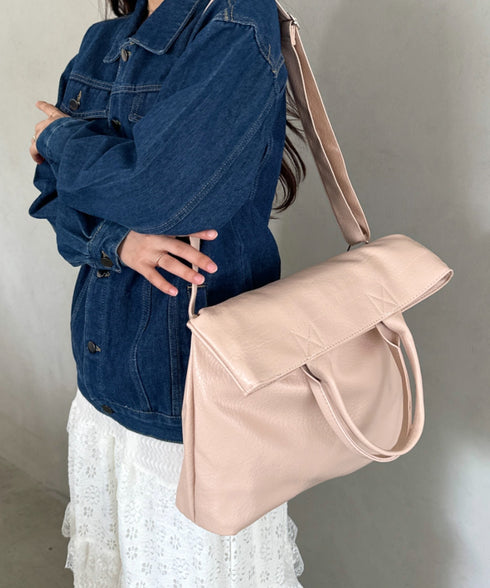 【A4収納可】通勤・通学 2WAY仕様PUトート ショルダーバッグ | MD1256017 | ピンク
