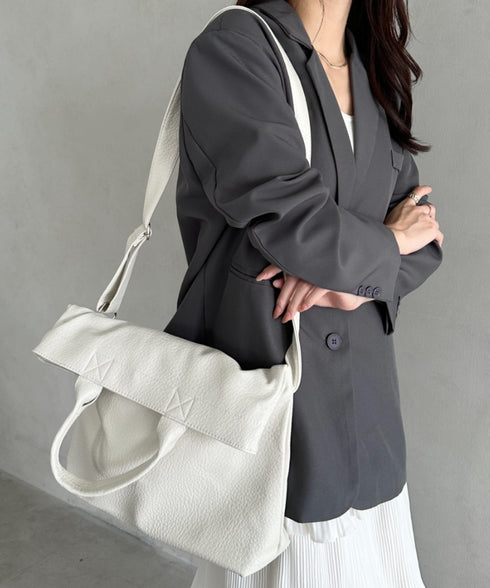 【A4収納可】通勤・通学 2WAY仕様PUトート ショルダーバッグ | MD1256017 | アイボリー