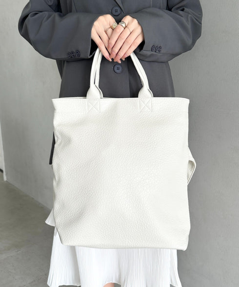 【A4収納可】通勤・通学 2WAY仕様PUトート ショルダーバッグ | MD1256017 | アイボリー