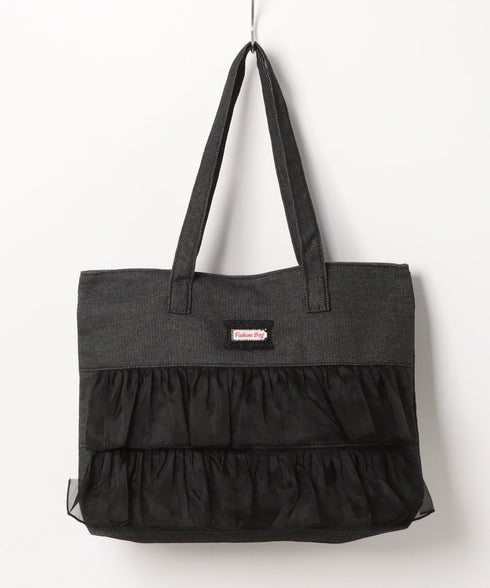 【A4収納可】フリル横型トートバッグ | WR1256013 | ブラック