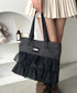 【A4収納可】フリル横型トートバッグ | WR1256013 | ブラック