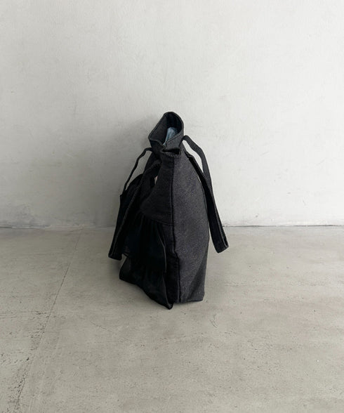 【A4収納可】フリル横型トートバッグ | WR1256013 | ブラック