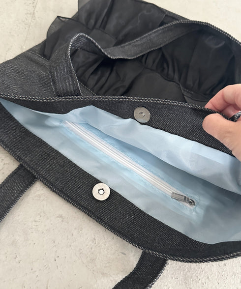 【A4収納可】フリル横型トートバッグ | WR1256013 | ブラック