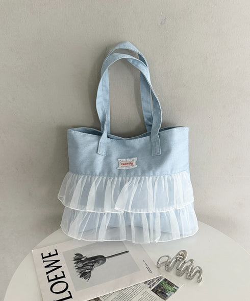 【A4収納可】フリル横型トートバッグ | WR1256013 | ライトブルー