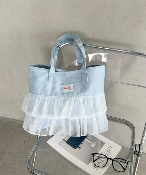 【A4収納可】フリル横型トートバッグ | WR1256013 | ライトブルー