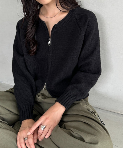 ダブルジップニットトップス | CL2256047 | ブラック