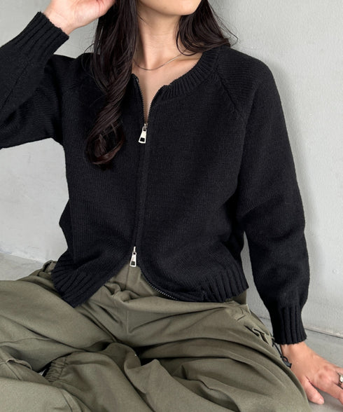 ダブルジップニットトップス | CL2256047 | ブラック