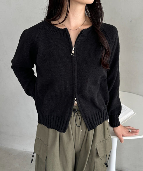 ダブルジップニットトップス | CL2256047 | ブラック
