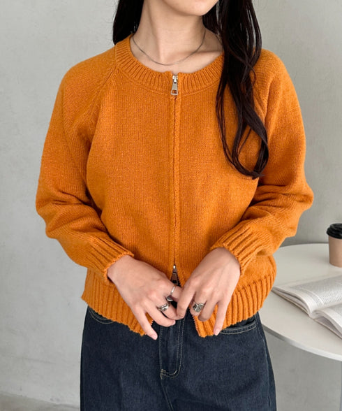 ダブルジップニットトップス | CL2256047 | オレンジ