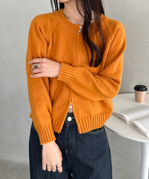 ダブルジップニットトップス | CL2256047 | オレンジ