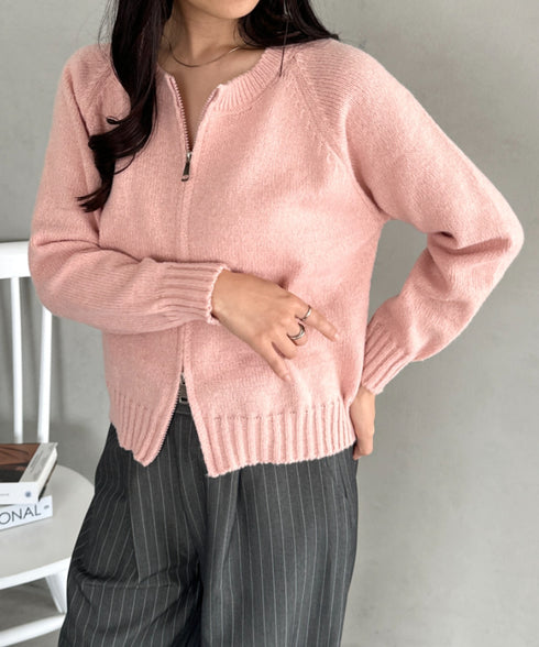 ダブルジップニットトップス | CL2256047 | ピンク