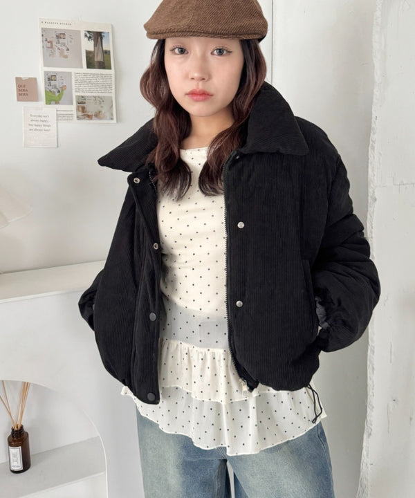 中綿コーデュロイショートダウンジャケット | SL2254006 | ブラック