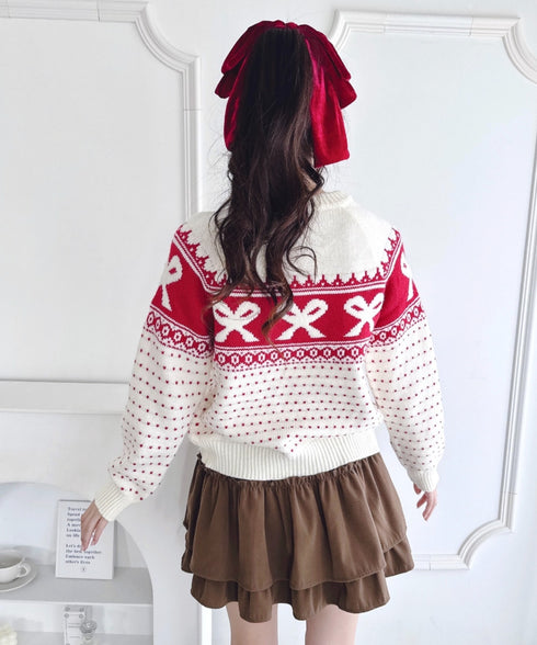 リボンノルディックニットプルオーバー | LO2254013 | アイボリー