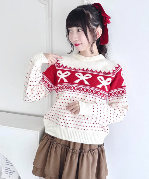 リボンノルディックニットプルオーバー | LO2254013 | アイボリー