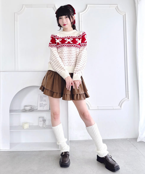 リボンノルディックニットプルオーバー | LO2254013 | アイボリー