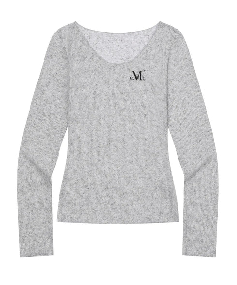 MUCENT(ムセント)/シアートップス シアーニット シースルーニット ロングスリーブ/LUEUR SEE THROUGH V NECK KNIT | AT2253080 | グレー