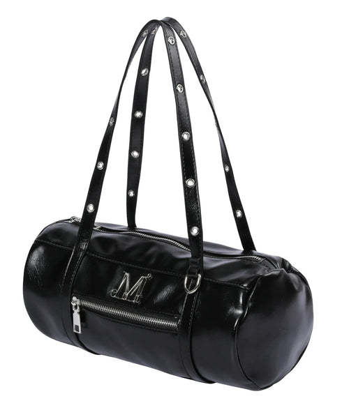 MUCENT(ムセント)/軽量 ミニ メタルロゴ ショルダーバッグ/NOX METAL LOGO EYELET STRAP SHOULDER BAG | AT1253084 | ブラック