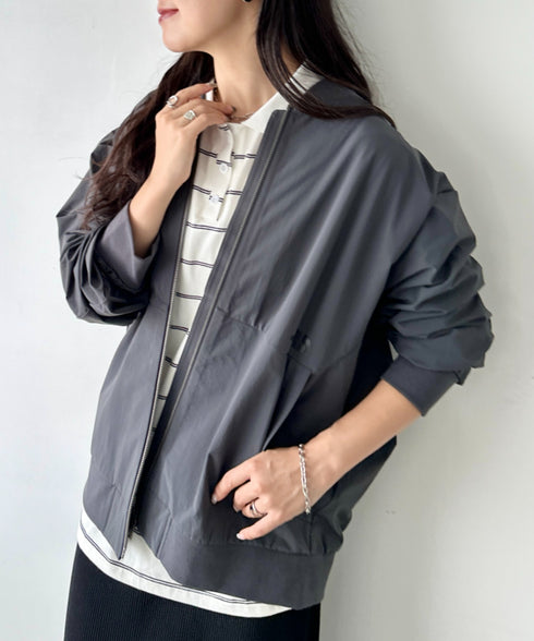 THE NORTH FACE(ザ・ノースフェイス)/軽量 ワンポイントロゴ ジャケット ノーカラーブルゾン/M'S STUD BOMBER | IM2253078 | チャコールグレー