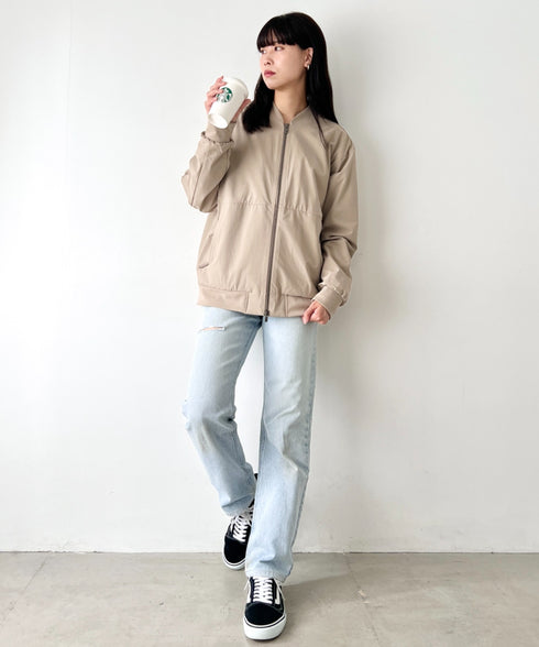 THE NORTH FACE(ザ・ノースフェイス)/軽量 ワンポイントロゴ ジャケット ノーカラーブルゾン/M'S STUD BOMBER | IM2253078 | ダークベージュ