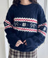 ノルディックリボンジャガードニットプルオーバー | SL2254014 | ネイビー