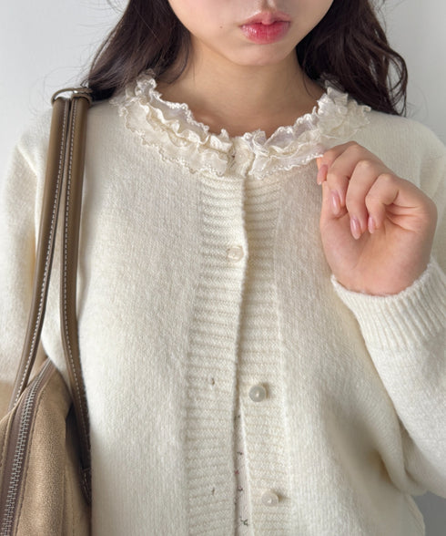 フリルネックニットカーディガン | SL2256110 | アイボリー