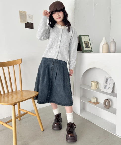 フリルネックニットカーディガン | SL2256110 | グレー