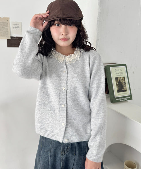 フリルネックニットカーディガン | SL2256110 | グレー