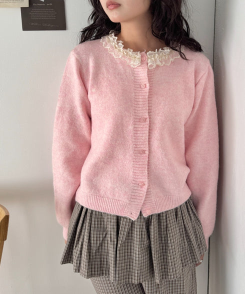 フリルネックニットカーディガン | SL2256110 | ピンク
