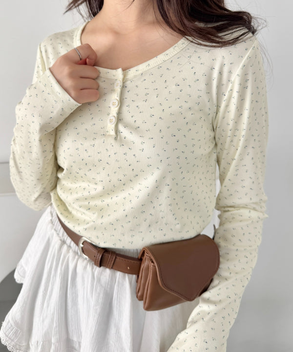 小花柄ヘンリーネックリブトップス | SL2253023 | アイボリー