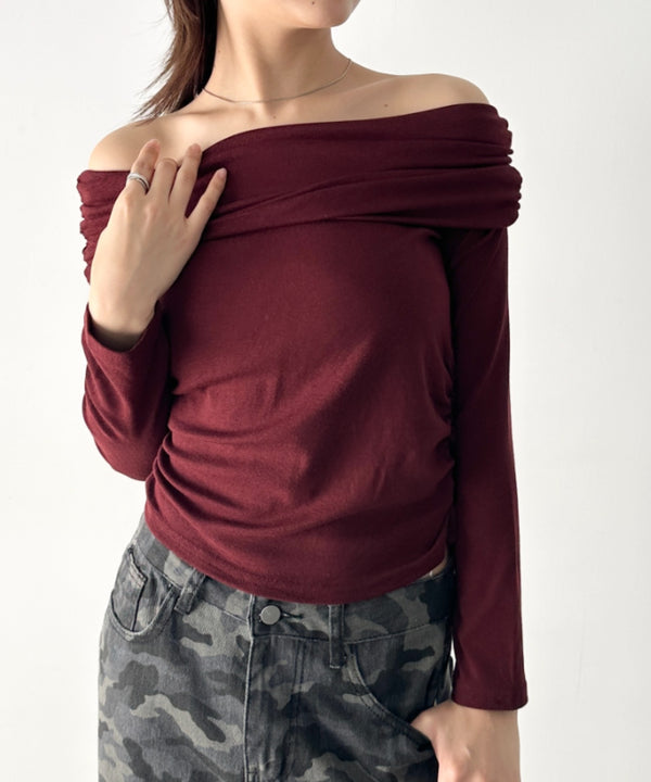 ドレープオフショルトップス | BA2253022 | ワインレッド