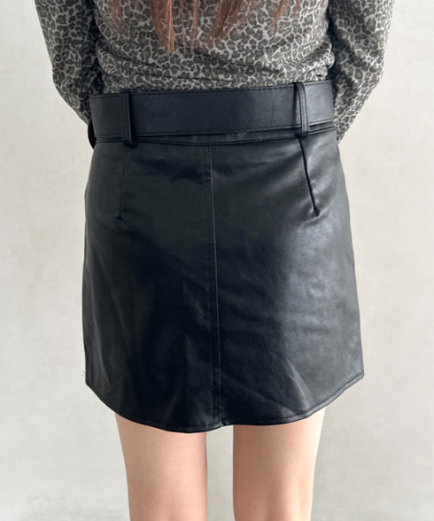 ベルト付きPUミニスカート | BA2253023 | ブラック