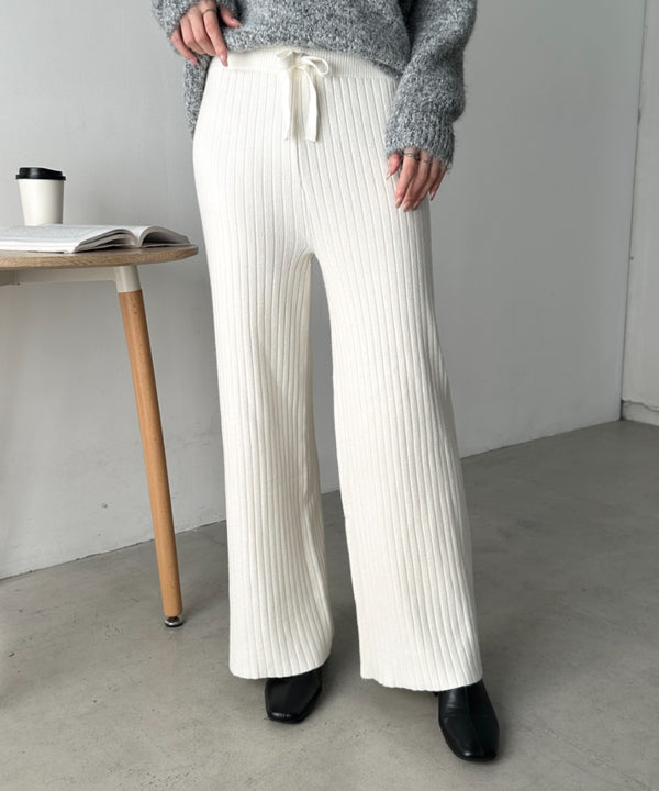 リブニットストレートパンツ | CL2254004 | アイボリー