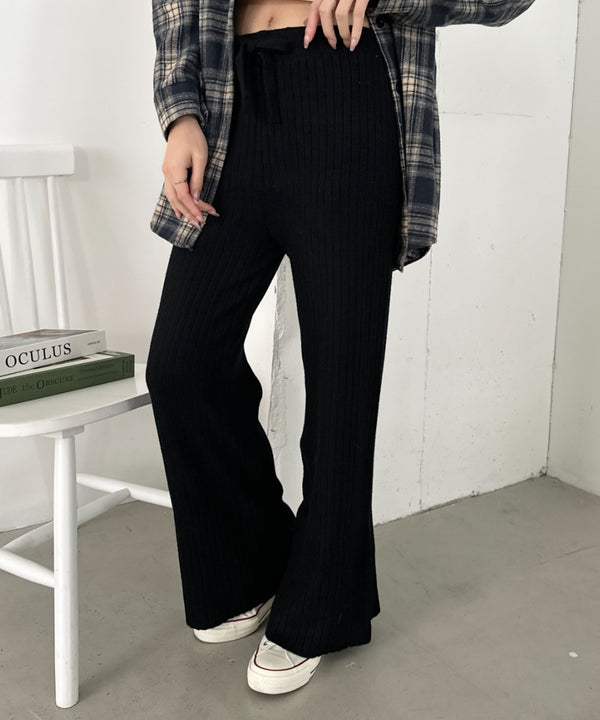 リブニットストレートパンツ | CL2254004 | ブラック