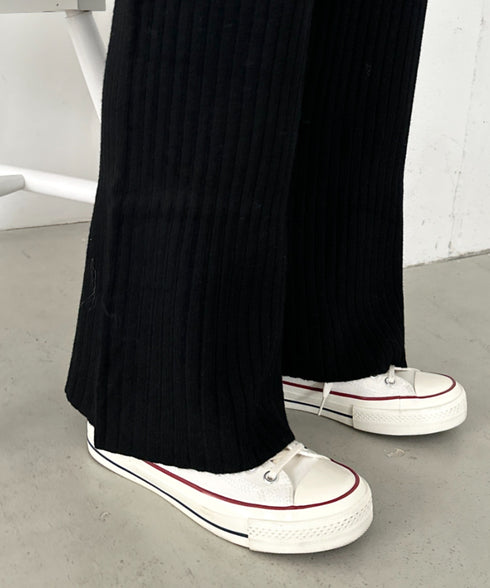 リブニットストレートパンツ | CL2254004 | ブラック