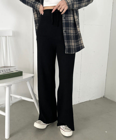 リブニットストレートパンツ | CL2254004 | ブラック